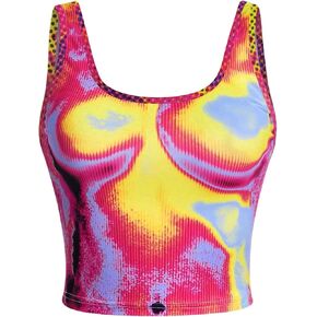 EVELUST Y2k Tops for Women - Sexy 3D Body Heat Map Tees Shirt Graphic Tank Festival Crop Bodysuit Concert Outfit