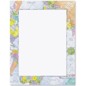 World Map Letter Papers, 100 Count