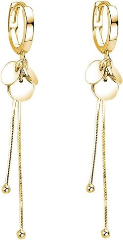 SLUYNZ 925 Sterling Silver Disc Dangle Earrings Hoop for Women Coin Hoop Earrings Tassel in Saudi Arabia