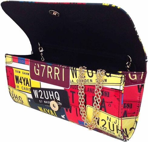 JNB License Plate Faux Patent Leather Clutch with Bow in Saudi Arabia