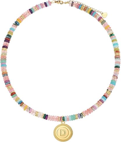 Handmade Jewelry Initial Necklace Gemstone Beads Necklaces for Women Boho Choker Necklace Natural Stone Necklace in Saudi Arabia