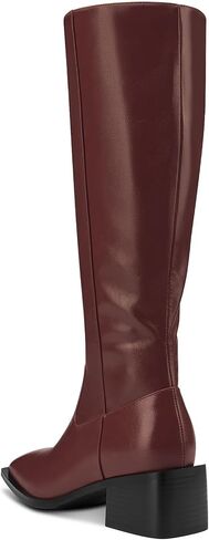 HDEUOLM Womens Chunky Block Mid Heel Square Toe Knee High Boots Slip-on Zipper Casual Cute Boots in Saudi Arabia