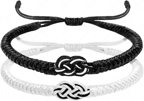 2pcs Tibetan Lucky Bracelet Handmade Amulet Knot Woven Red Black String Rope Protection Bracelets for Women Men BFF Friendship Couples Family Birthday Mothers Day Christmas Fashion Jewelry Gifts in Saudi Arabia