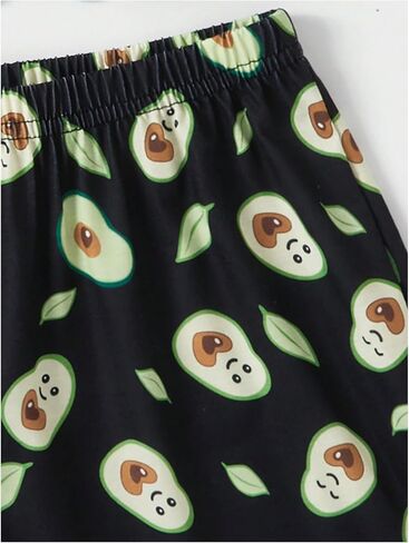 SHENHE Girl's 2 Piece Outfits Cute Avocado Graphic Spaghetti Strap Cami Top and Shorts Sets in Saudi Arabia
