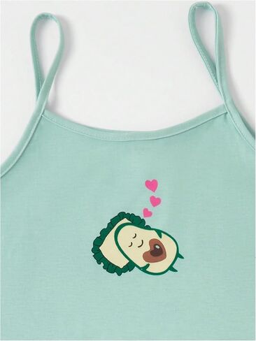 SHENHE Girl's 2 Piece Outfits Cute Avocado Graphic Spaghetti Strap Cami Top and Shorts Sets in Saudi Arabia