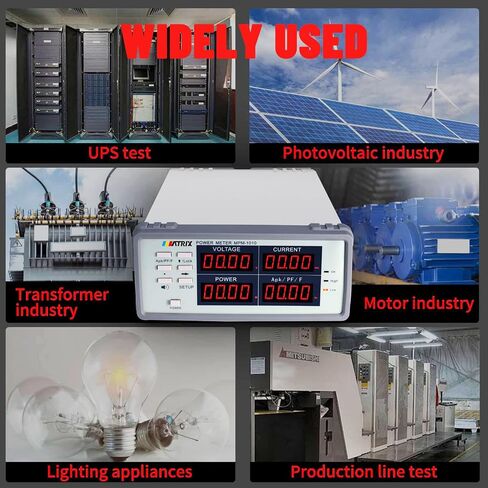 عداد الطاقة MATRIX MPM-1010، مقياس واط 15 هرتز - 650 هرتز، اختبار التيار والجهد لمقياس الطاقة AC/DC، مقياس متعدد عالي الدقة مع مجموعة الحد العلوي والسفلي وإنذار ضوء الصوت in Kuwait