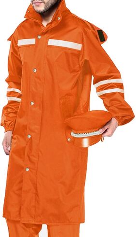 iCreek Raincoat Waterproof Men's Long Rain Jacket Lightweight Rainwear Reflective Reusable with Hood in Saudi Arabia