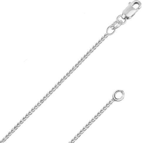 REAL Solid 14K or 10K Yellow or White Gold 0.80mm - 1.3mm Diamond Cut Braided Square Wheat Spiga or Franco Spiga Chain Necklace with Lobster Claw Clasp | Multiple Lengths Available | Men Women | MADE IN ITALY in Kuwait