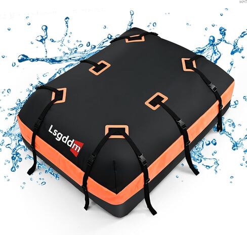 Car Top Carrier, Waterproof Soft-Shell Roof Bag, 15 Cubic Feet Rooftop Luggage Bag for All Vehicles with/Without Rack, Includes Anti-Slip Mat, 4 Door Hooks, Luggage Lock, Storage Bag in Kuwait