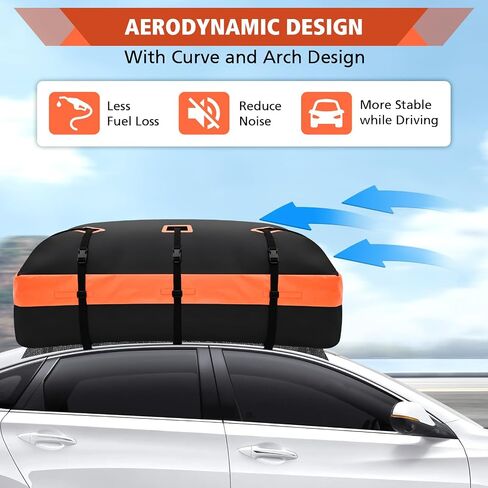 Car Top Carrier, Waterproof Soft-Shell Roof Bag, 15 Cubic Feet Rooftop Luggage Bag for All Vehicles with/Without Rack, Includes Anti-Slip Mat, 4 Door Hooks, Luggage Lock, Storage Bag in Kuwait