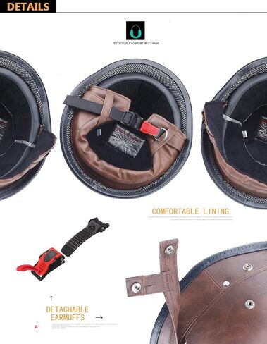 German Retro Half Helmet, Motorcycle Helmet Scooter Helmet Moped Helmet Retro Cruiser Leather Helmet Quick Unpacking in Saudi Arabia