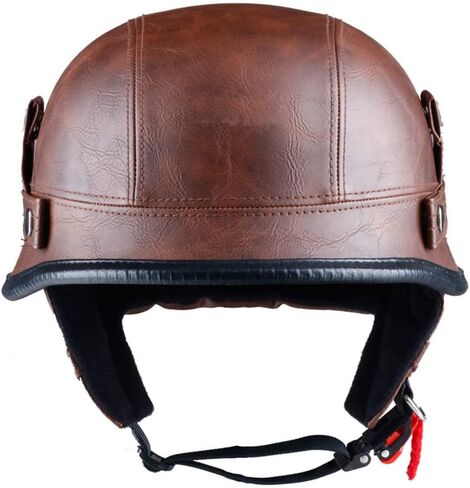 German Retro Half Helmet, Motorcycle Helmet Scooter Helmet Moped Helmet Retro Cruiser Leather Helmet Quick Unpacking in Saudi Arabia