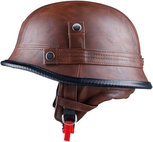 German Retro Half Helmet, Motorcycle Helmet Scooter Helmet Moped Helmet Retro Cruiser Leather Helmet Quick Unpacking in Saudi Arabia