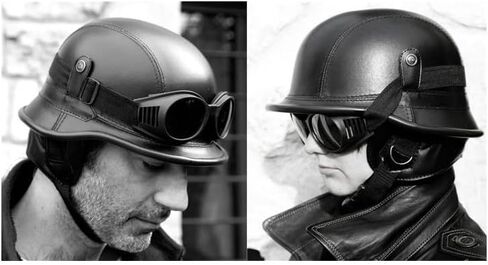 German Retro Half Helmet, Motorcycle Helmet Scooter Helmet Moped Helmet Retro Cruiser Leather Helmet Quick Unpacking in Saudi Arabia