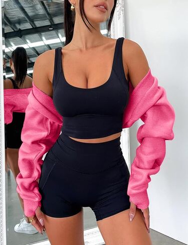 Women's Bolero Sweater Shrugs Y2K Open Front Workout Sweatshirt Long Sleeve Crop Tops in Saudi Arabia