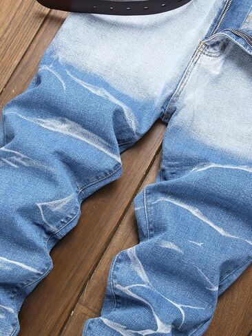 Men’s Jeans Slim Fit Skinny Jeans for Men, Stacked Straight Leg Fashion Ripped Jeans Pants for Men in Saudi Arabia