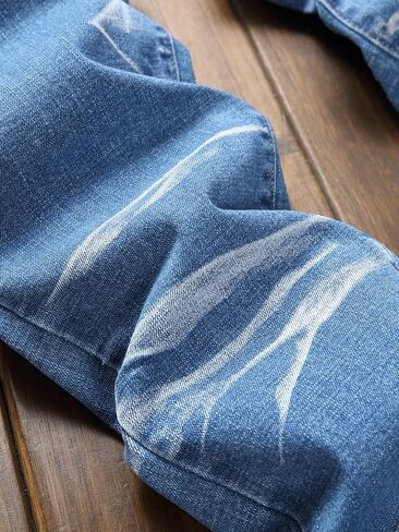 Men’s Jeans Slim Fit Skinny Jeans for Men, Stacked Straight Leg Fashion Ripped Jeans Pants for Men in Saudi Arabia