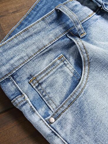 Men’s Jeans Slim Fit Skinny Jeans for Men, Stacked Straight Leg Fashion Ripped Jeans Pants for Men in Saudi Arabia