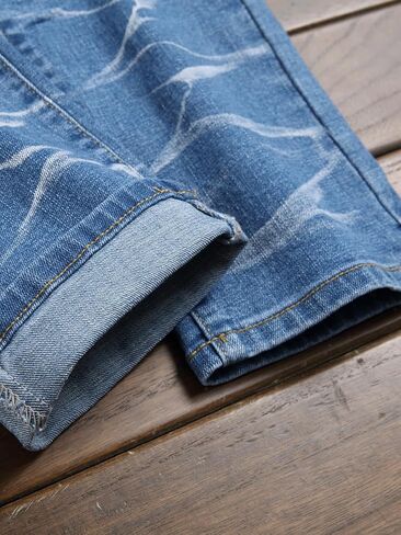 Men’s Jeans Slim Fit Skinny Jeans for Men, Stacked Straight Leg Fashion Ripped Jeans Pants for Men in Saudi Arabia