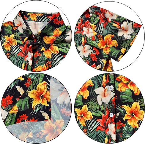 Women's Hawaiian Shirts Floral Tropic Print V Neck Button Down Shirt Summer Hawaii Short Sleeve Blouse Tops in Saudi Arabia