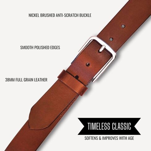 Men's 38MM Non Stitched Casual Belt - 100% Full Grain Leather in Saudi Arabia