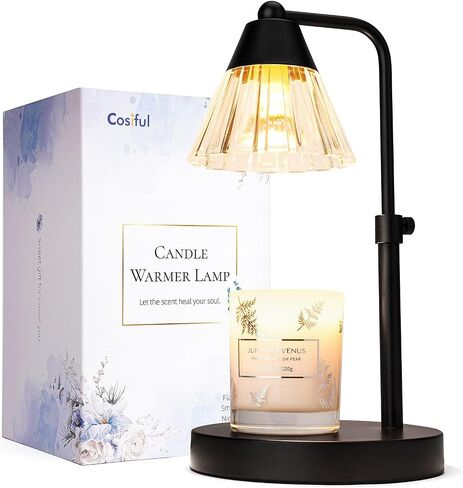 Candle Warmer Lamp, Adjustable Height Candle Lamper Warmer with Timer & Dimmer, Wax Melt Warmer for Scented Jar Candle, Home Bedroom Decor Night Light for House Warming Gifts, with 2 Bulb (Black) in Saudi Arabia