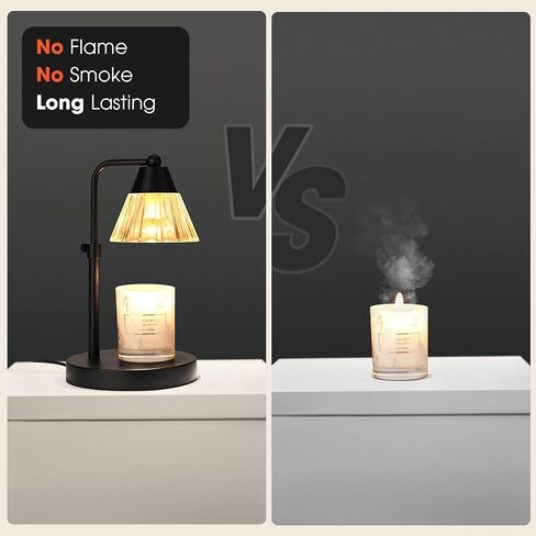 Candle Warmer Lamp, Adjustable Height Candle Lamper Warmer with Timer & Dimmer, Wax Melt Warmer for Scented Jar Candle, Home Bedroom Decor Night Light for House Warming Gifts, with 2 Bulb (Black) in Saudi Arabia
