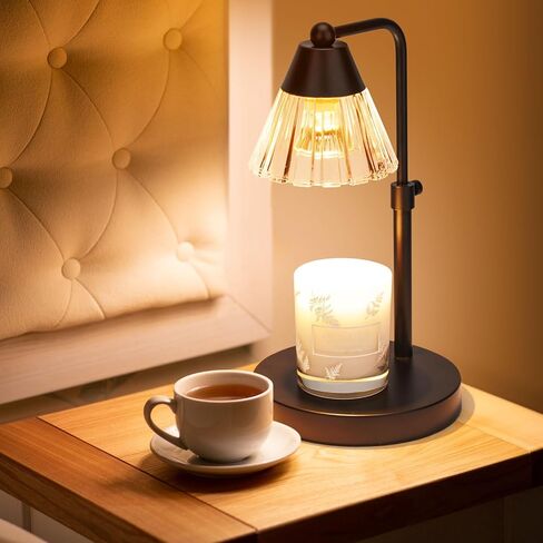 Candle Warmer Lamp, Adjustable Height Candle Lamper Warmer with Timer & Dimmer, Wax Melt Warmer for Scented Jar Candle, Home Bedroom Decor Night Light for House Warming Gifts, with 2 Bulb (Black) in Saudi Arabia