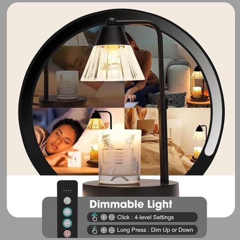 Candle Warmer Lamp, Adjustable Height Candle Lamper Warmer with Timer & Dimmer, Wax Melt Warmer for Scented Jar Candle, Home Bedroom Decor Night Light for House Warming Gifts, with 2 Bulb (Black) in Saudi Arabia