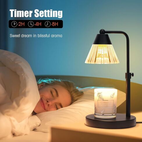Candle Warmer Lamp, Adjustable Height Candle Lamper Warmer with Timer & Dimmer, Wax Melt Warmer for Scented Jar Candle, Home Bedroom Decor Night Light for House Warming Gifts, with 2 Bulb (Black) in Saudi Arabia