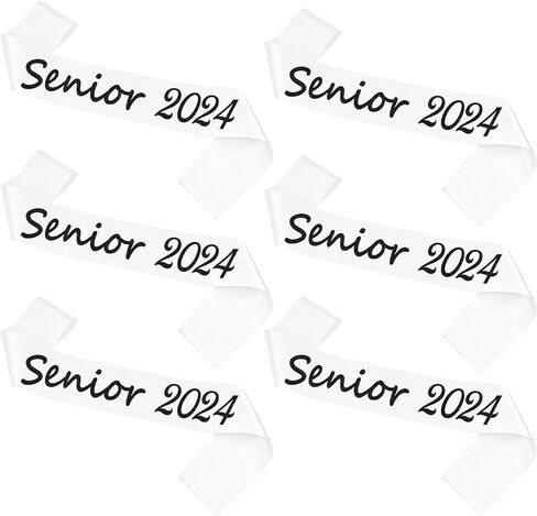 Senior Sash 2024, 6 Pack White Senior 2024 Satin Sashes with Blue Glitter Letters Graduation Sash Finally Graduated Senior Cheer Sash Party Supplies in Saudi Arabia