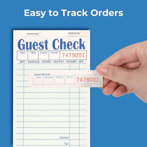 FMP Brands Guest Check Books for Servers, Server Note Pads Paper, Total 250 Sheets (5 Pads), Blue with Guest Receipt, Guest Check Pads, Restaurant Order Pads, Waitress Notepads in Kuwait