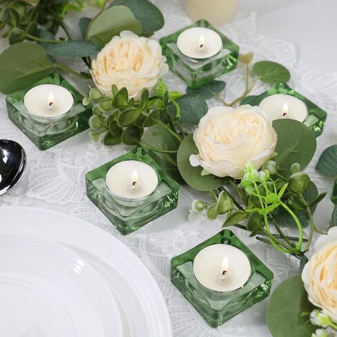 Glass Candle Holder Set of 6, Clear Tealight Candle Holder, Tea Lights Candle Holder for Wedding, Party, Table Centerpiece, Home Decor in Kuwait