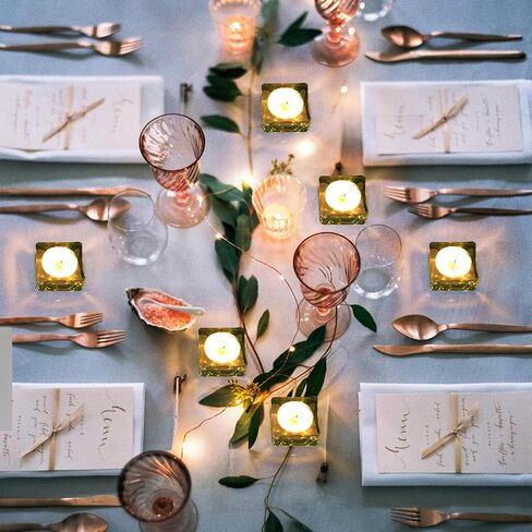 Glass Candle Holder Set of 6, Clear Tealight Candle Holder, Tea Lights Candle Holder for Wedding, Party, Table Centerpiece, Home Decor in Kuwait