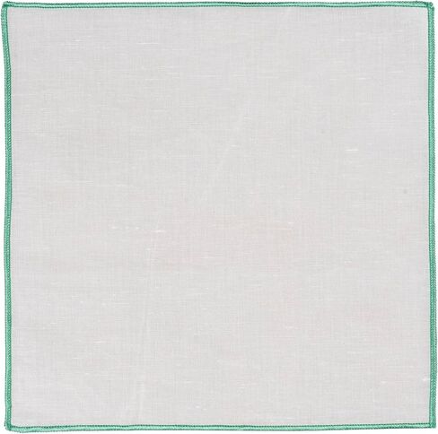 جيب رجالي مربع من الكتان مع حافة مطرزة ~ إكسسوارات البدلة لحفلات الزفاف والمناسبات الرسمية 24 سم × 24 سم in Kuwait