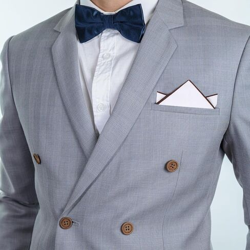 جيب رجالي مربع من الكتان مع حافة مطرزة ~ إكسسوارات البدلة لحفلات الزفاف والمناسبات الرسمية 24 سم × 24 سم in Kuwait