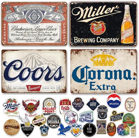 Vintage Bar Beer Signs Decor- 4 Pack Metal Bar Signs Bundle for Home Bar Wall, Retro Funny Tin Bar Signs for Man Cave Decor Basement Pub Farmhouse Diner Cafe Outdoor Decorations 8×12 Inch in Saudi Arabia