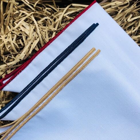 جيب رجالي مربع من الكتان مع حافة مطرزة ~ إكسسوارات البدلة لحفلات الزفاف والمناسبات الرسمية 24 سم × 24 سم in Kuwait