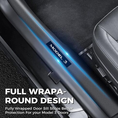 4 Pcs Door Sill Protector for Tesla Model Y 2024-2019 Front and Rear Door Pedal Kick Protection Carbon Fiber Friction Resistant Model Y Interior Accessories in Saudi Arabia
