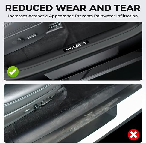 4 Pcs Door Sill Protector for Tesla Model Y 2024-2019 Front and Rear Door Pedal Kick Protection Carbon Fiber Friction Resistant Model Y Interior Accessories in Saudi Arabia