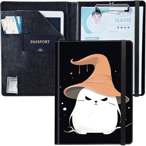 PU Leather Padfolio Clipboard Notepad with Pen Loop and Elastic Strap Interview/Resume Document Organizer for Business School Office,Pink White Flower in Saudi Arabia