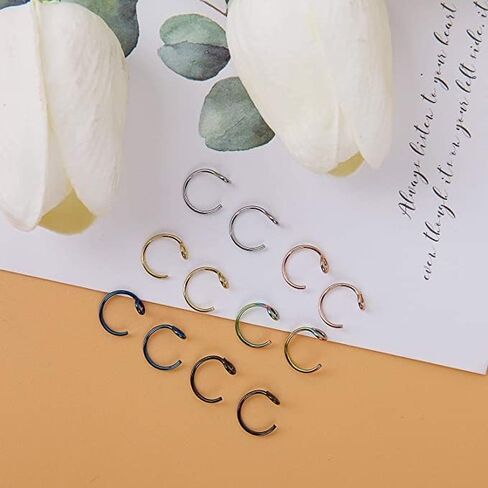 Fake Piercings Face Nose Ring Hoop 20 Gague 8mm,Nose Piercing Hoop Stainless Steel Non Piercing Nose Rings Hoop Jewelry Men Women in Saudi Arabia