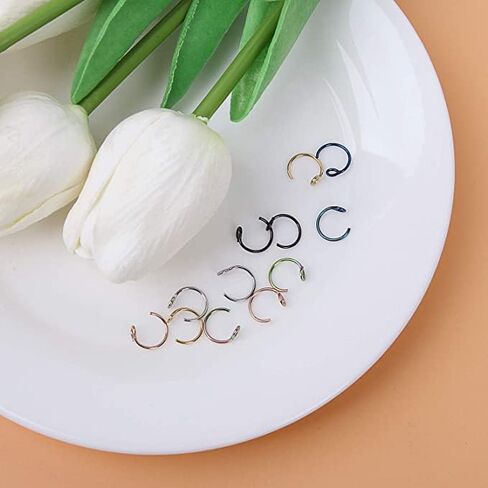 Fake Piercings Face Nose Ring Hoop 20 Gague 8mm,Nose Piercing Hoop Stainless Steel Non Piercing Nose Rings Hoop Jewelry Men Women in Saudi Arabia