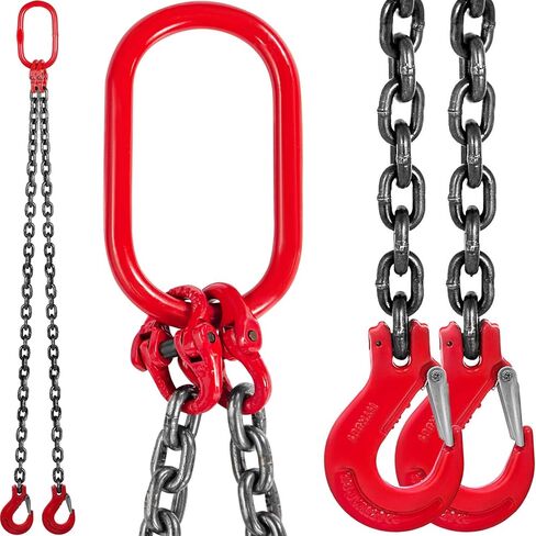 VEVOR Chain Sling, 5/16 Inch X 5 Ft Lifting Chains with Hooks, G80 Engine Chain Hoist Lifts, 11000LBS Lifting Sling Chains for Engine Hoist, Engine Lift Chain 5T with 4 Leg Grab Hooks and Adjusters in Saudi Arabia