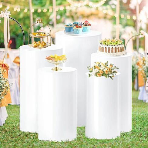 MODFUNS Cylinder Pedestal Stands for Party Clear Cylinder Stand 5 Pcs Plastic Pedestal Display Stand Plinth Pedestal Stand Dessert Plinth Pillars Round Cylinder Table for Party Reception Art Decor in Saudi Arabia