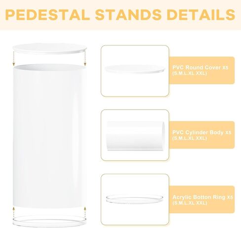 MODFUNS Cylinder Pedestal Stands for Party Clear Cylinder Stand 5 Pcs Plastic Pedestal Display Stand Plinth Pedestal Stand Dessert Plinth Pillars Round Cylinder Table for Party Reception Art Decor in Saudi Arabia