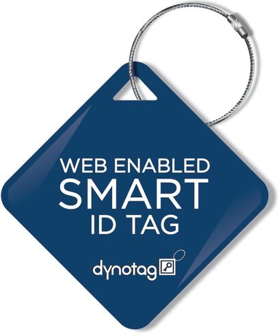 علامة الهوية الذكية التي تدعم الويب Dynotag®، وعلامة Delue Steel مع حلقة فولاذية مضفرة، مع DynoIQ™ وخدمة الاسترداد مدى الحياة. الماس (البرتقال سبليت) in Kuwait