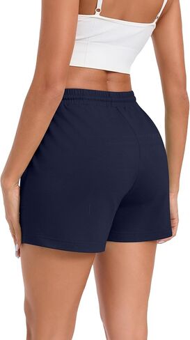 3 Pack Women's Sweat Shorts Athletic Shorts with Pockets 2024 High Waist Drawstring Shorts Casual Summer Shorts in Saudi Arabia