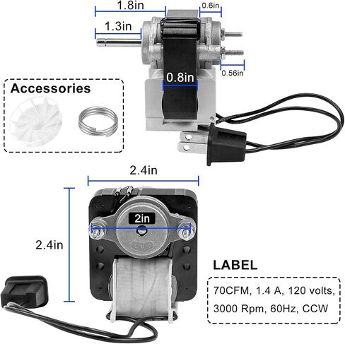S99080166 BP28 استبدال مجموعة محرك مروحة الحمام من Fetechmate Fit for Bro-an Nu-Tone 655 679 657 658 محرك مروحة العادم 70cfm 1.4 Amp 3000RP 120V CCW - استبدال مجاني لمدة عام in Saudi Arabia