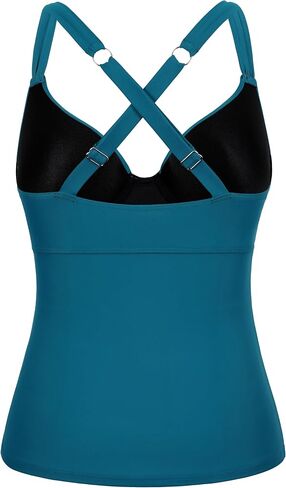Firpearl Women's Underwire Tankini Top Twist V Neck Swimsuits Shirred Ruched Tummy Control Bathing Suits Top Only in Saudi Arabia